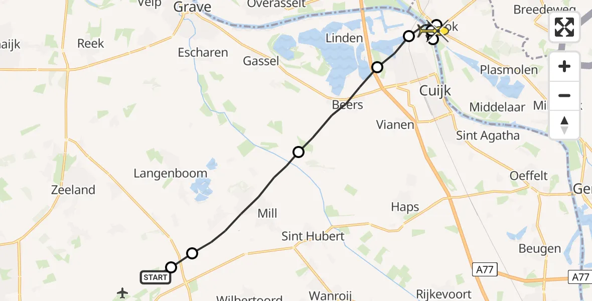 Routekaart van de vlucht: Lifeliner 3 naar Mook