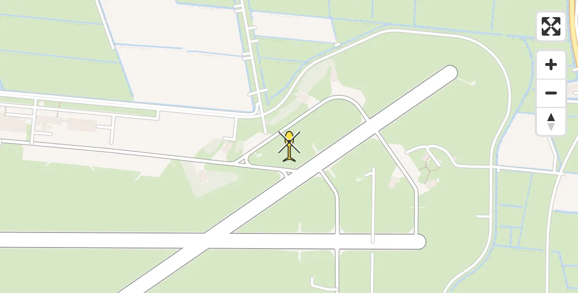 Vluchtroute Ambulancehelikopter van Vliegbasis Leeuwarden naar Vliegbasis Leeuwarden