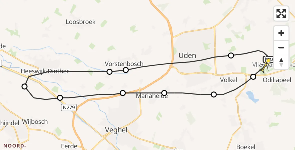 Routekaart van de vlucht: Lifeliner 3 naar Vliegbasis Volkel