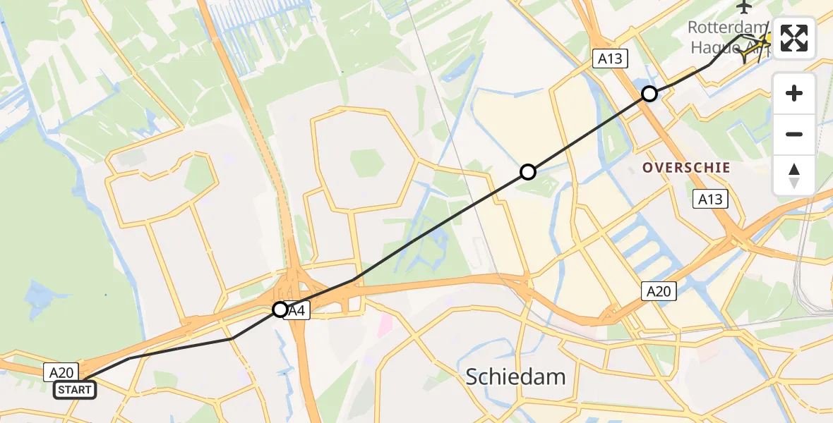 Routekaart van de vlucht: Lifeliner 2 naar Rotterdam The Hague Airport