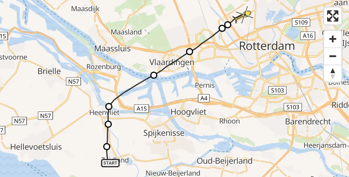 Routekaart van de vlucht: Lifeliner 2 naar Rotterdam The Hague Airport