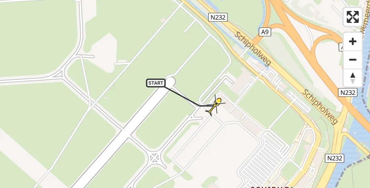 Vluchtroute Politiehelikopter van Schiphol naar Schiphol