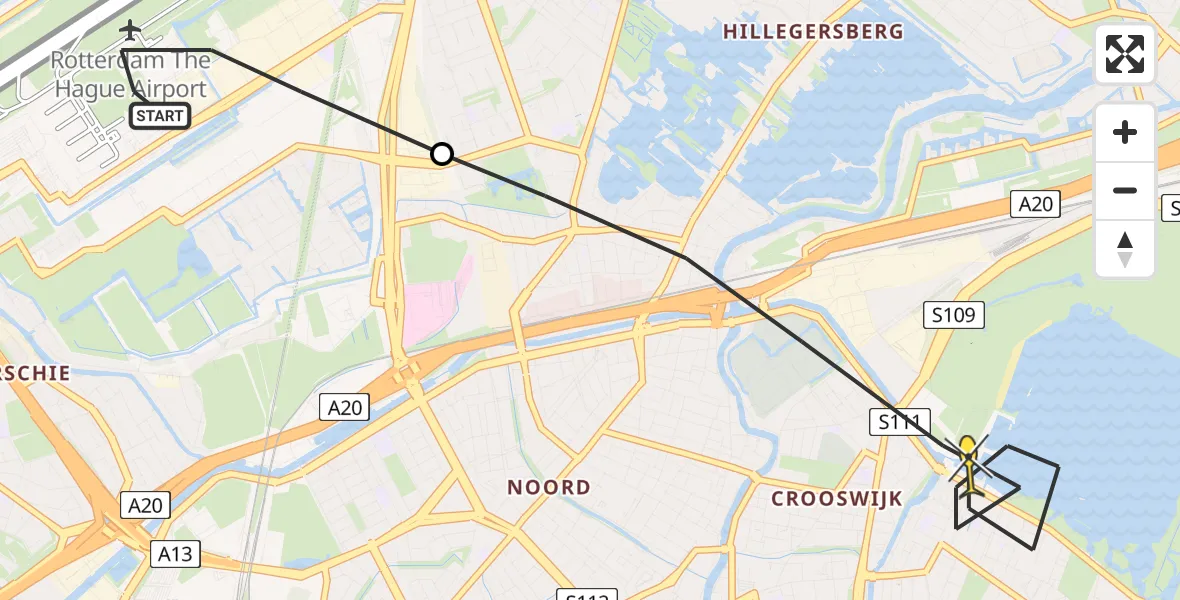 Routekaart van de vlucht: Lifeliner 2 naar Rotterdam