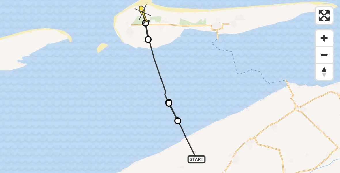 Routekaart van de vlucht: Ambulanceheli naar Hollum
