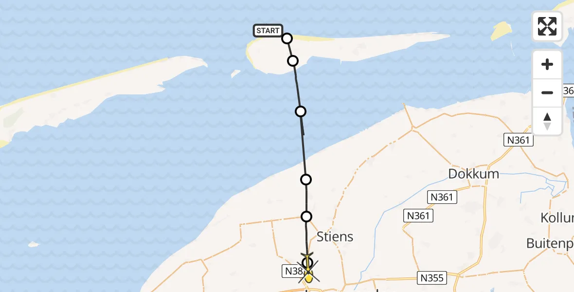 Routekaart van de vlucht: Ambulancehelikopter naar Ingelum