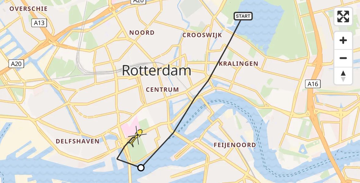 Routekaart van de vlucht: Lifeliner 2 naar Erasmus MC