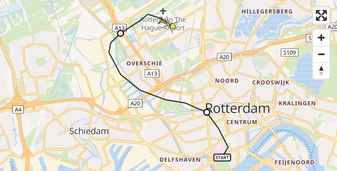 Routekaart van de vlucht: Lifeliner 2 naar Rotterdam The Hague Airport