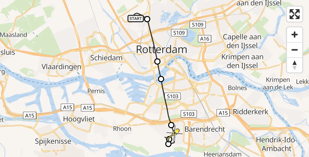 Routekaart van de vlucht: Lifeliner 2 naar Barendrecht