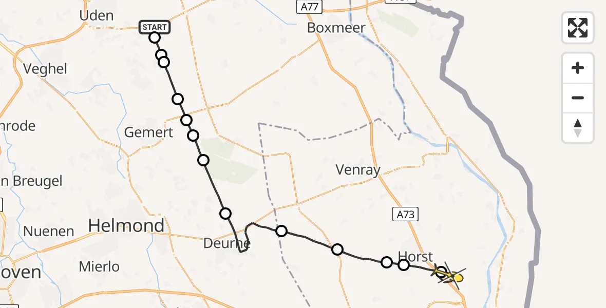 Routekaart van de vlucht: Lifeliner 3 naar Grubbenvorst