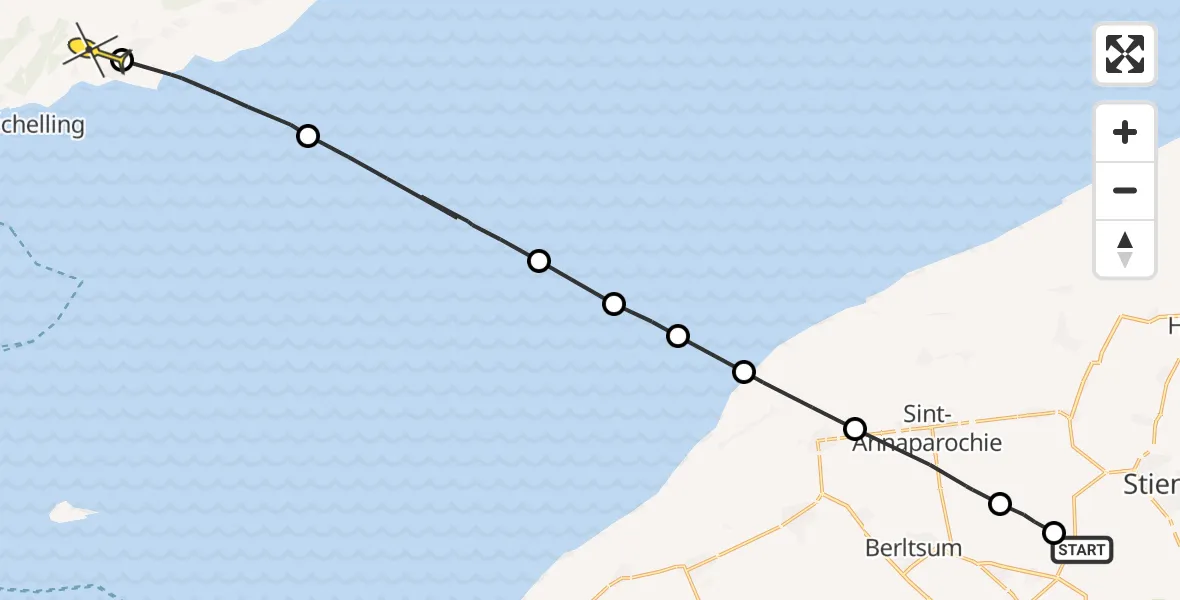 Routekaart van de vlucht: Ambulancehelikopter naar Kaard