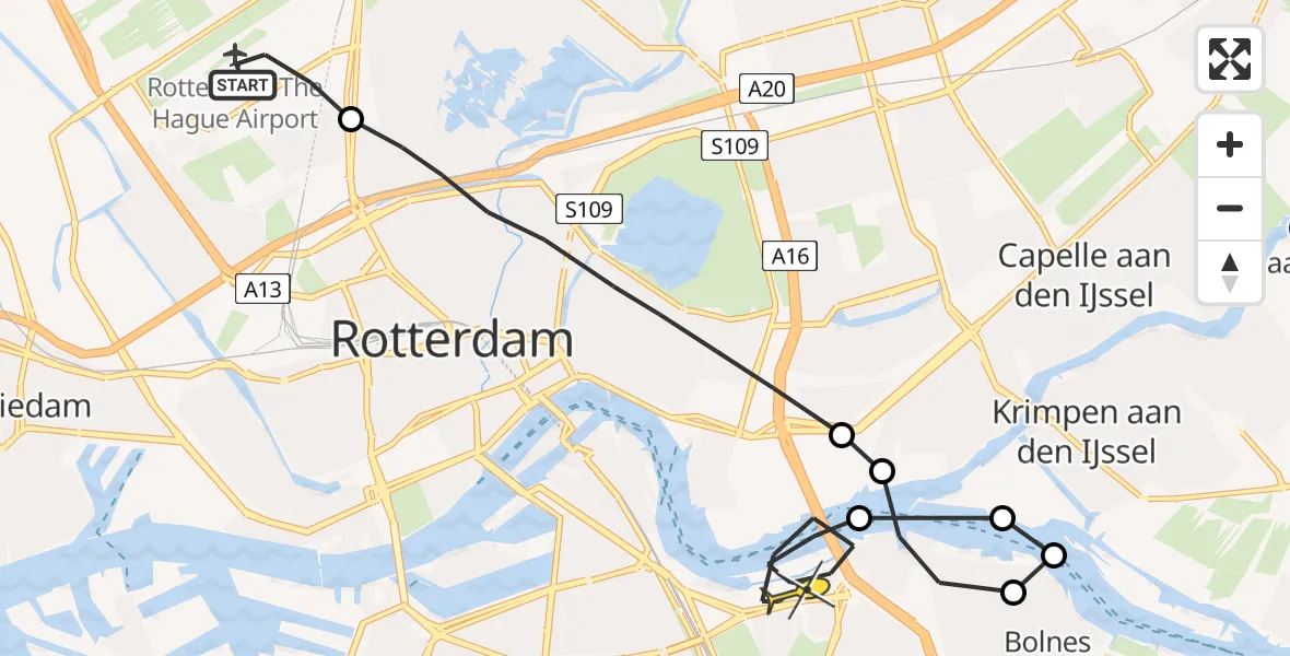 Routekaart van de vlucht: Lifeliner 2 naar Rotterdam