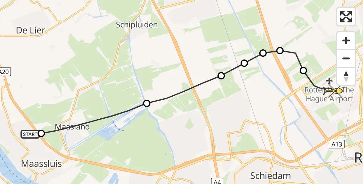 Routekaart van de vlucht: Lifeliner 2 naar Rotterdam The Hague Airport