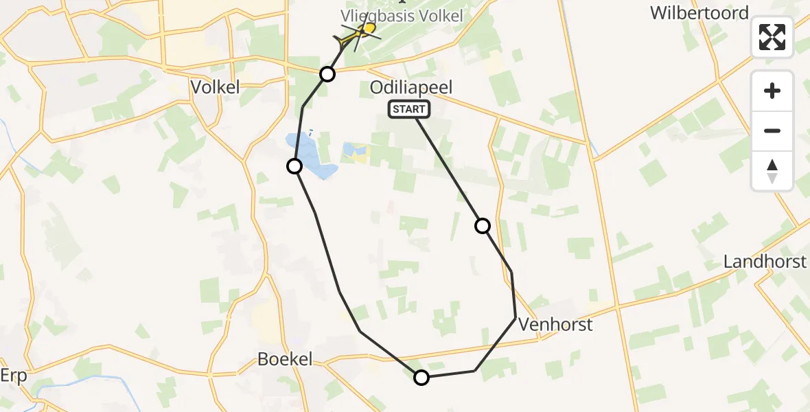 Routekaart van de vlucht: Lifeliner 3 naar Vliegbasis Volkel