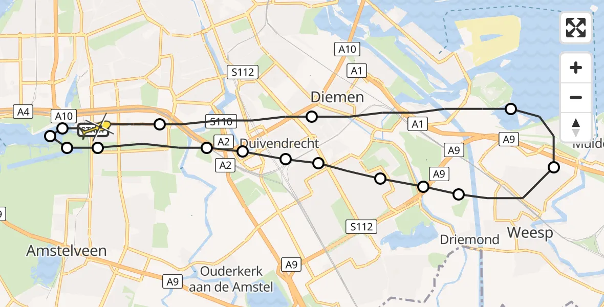 Routekaart van de vlucht: Lifeliner 1 naar VU Medisch Centrum Amsterdam