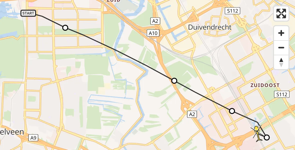 Routekaart van de vlucht: Lifeliner 1 naar Academisch Medisch Centrum (AMC)