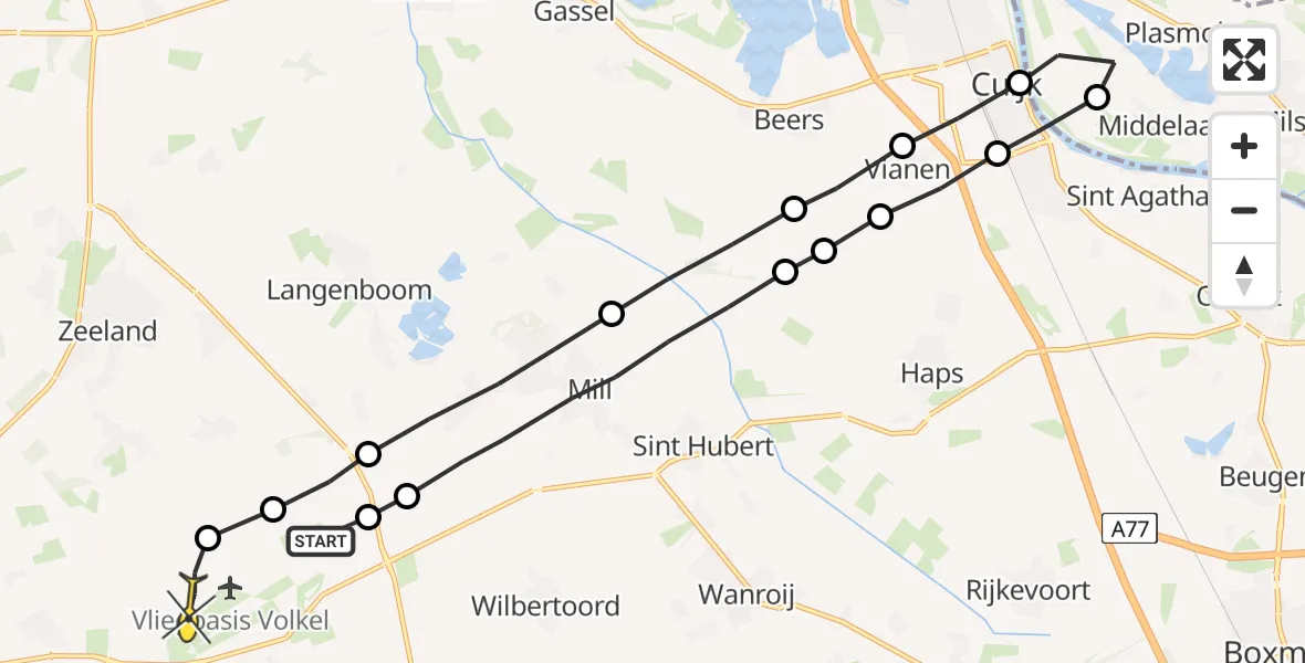 Routekaart van de vlucht: Lifeliner 3 naar Vliegbasis Volkel