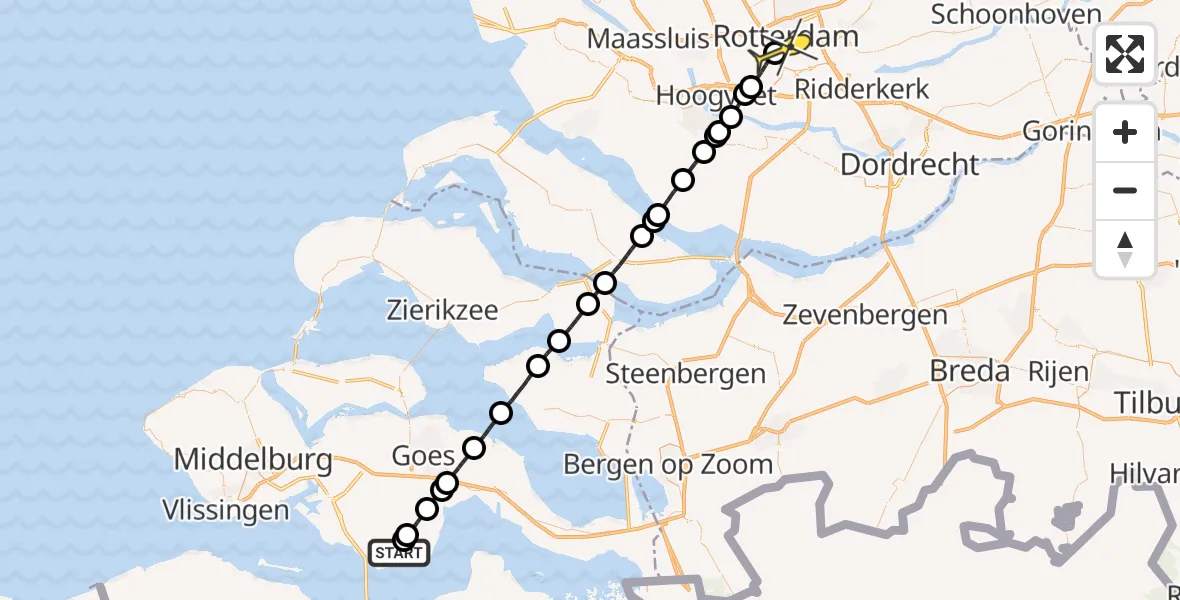 Routekaart van de vlucht: Lifeliner 2 naar Erasmus MC