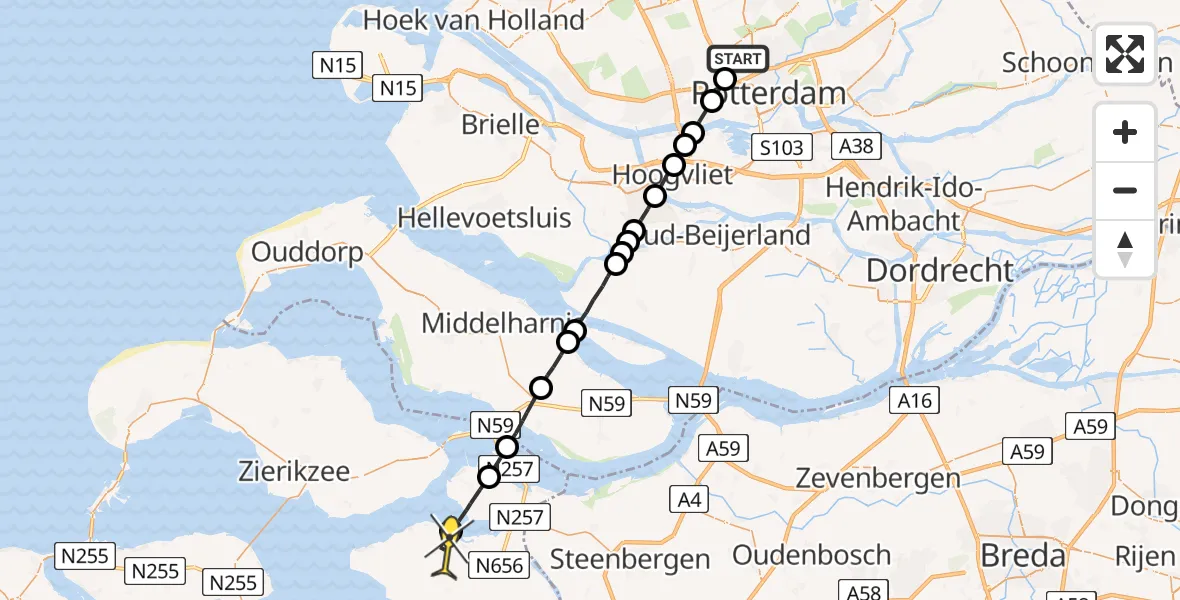 Routekaart van de vlucht: Lifeliner 2 naar Sint-Annaland