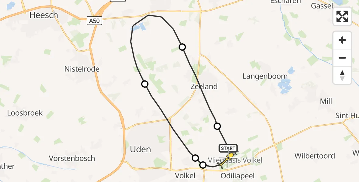 Routekaart van de vlucht: Lifeliner 3 naar Vliegbasis Volkel