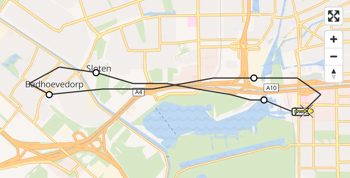 Routekaart van de vlucht: Lifeliner 1 naar VU Medisch Centrum Amsterdam