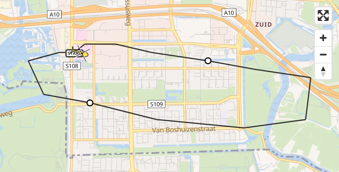 Routekaart van de vlucht: Lifeliner 1 naar VU Medisch Centrum Amsterdam