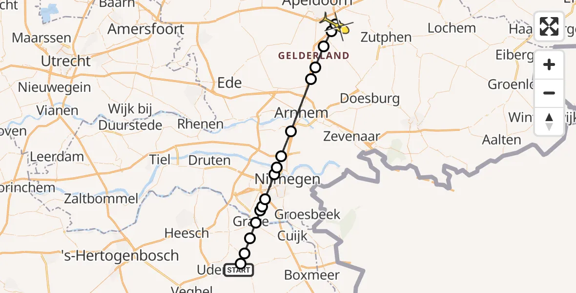 Routekaart van de vlucht: Lifeliner 3 naar Klarenbeek