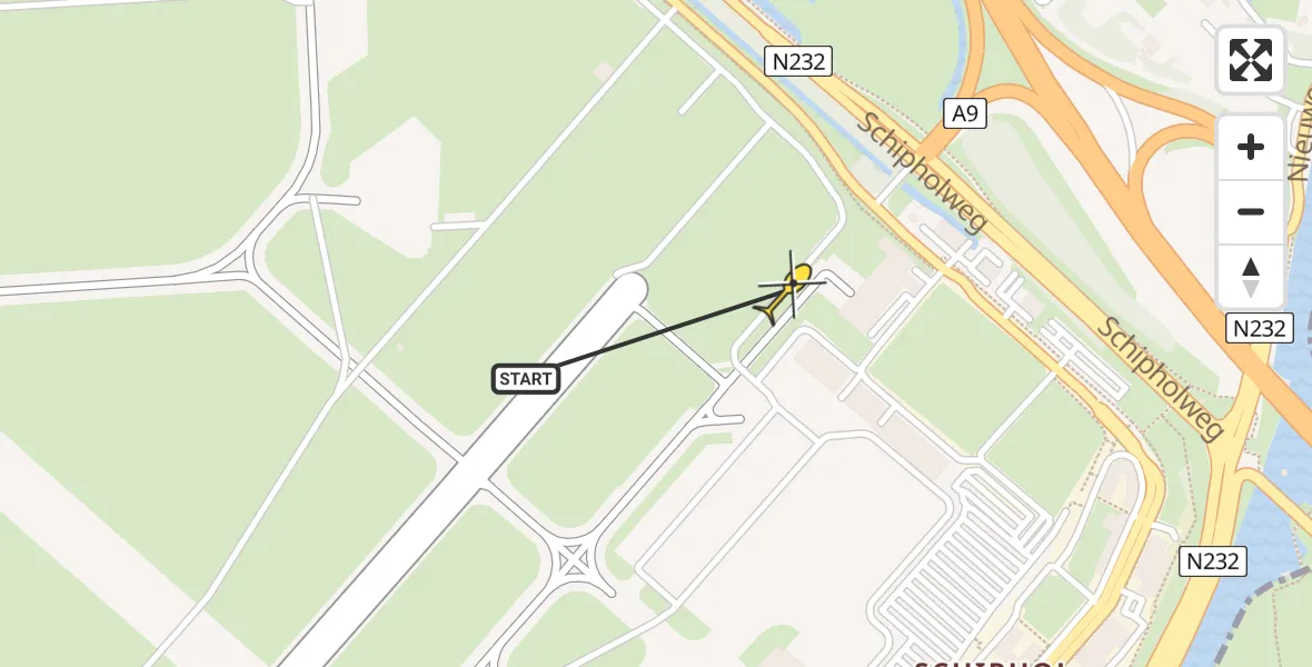 Vluchtroute Politiehelikopter van Schiphol naar Schiphol