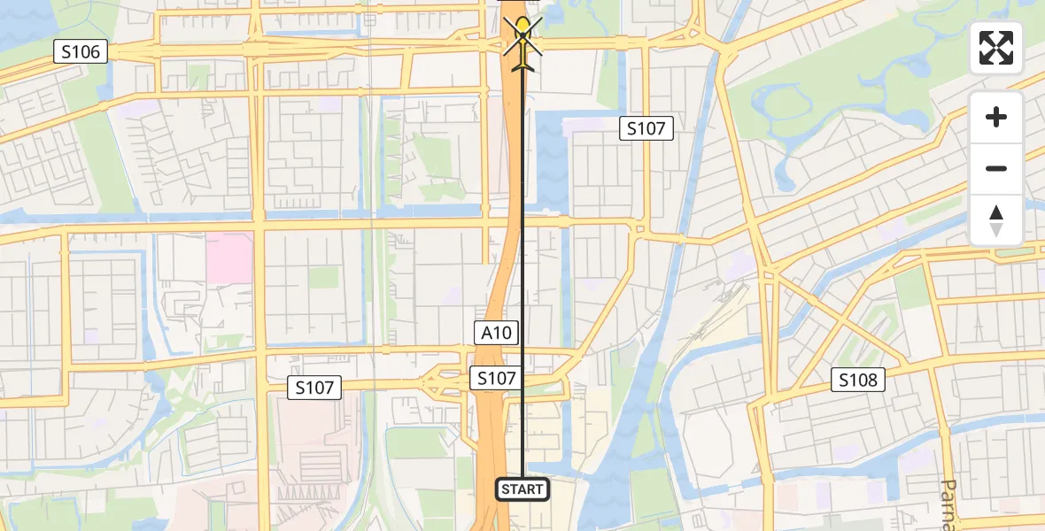 Vluchtroute Politiehelikopter van Amsterdam naar Amsterdam