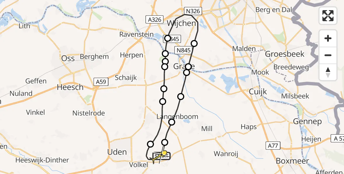 Routekaart van de vlucht: Lifeliner 3 naar Vliegbasis Volkel