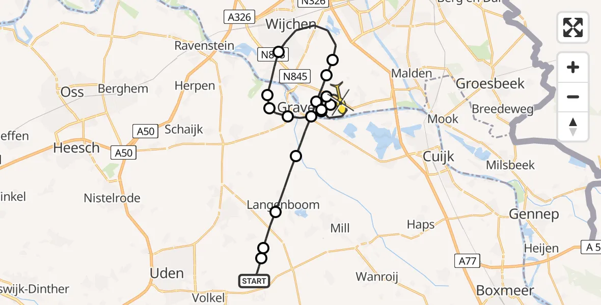 Routekaart van de vlucht: Lifeliner 3 naar Overasselt