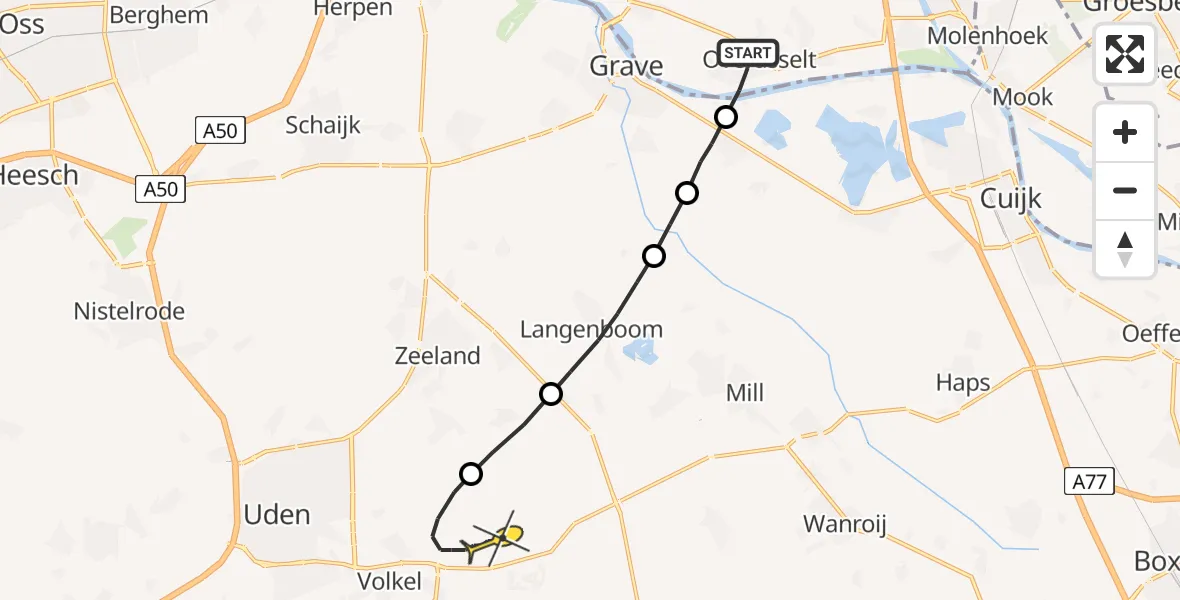 Routekaart van de vlucht: Lifeliner 3 naar Vliegbasis Volkel