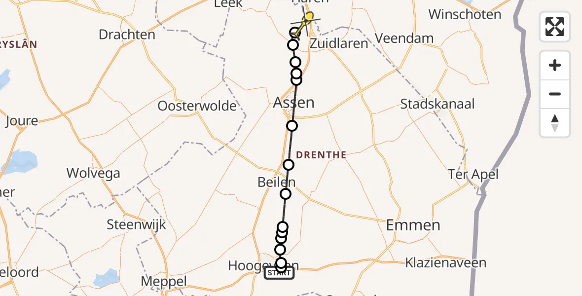 Routekaart van de vlucht: Lifeliner 4 naar Groningen Airport Eelde