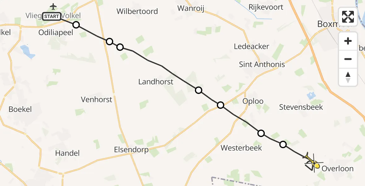 Routekaart van de vlucht: Lifeliner 3 naar Overloon