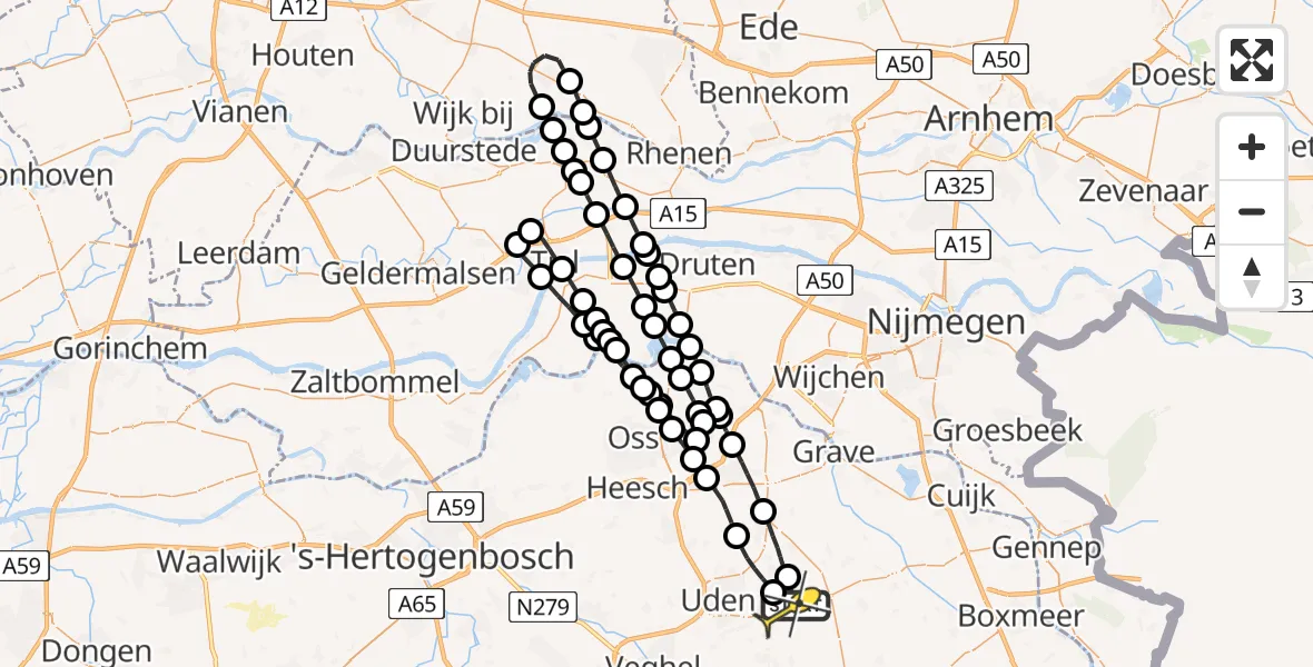 Routekaart van de vlucht: Lifeliner 3 naar Vliegbasis Volkel