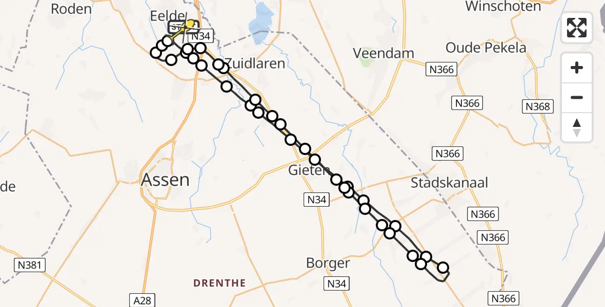 Routekaart van de vlucht: Lifeliner 4 naar Groningen Airport Eelde