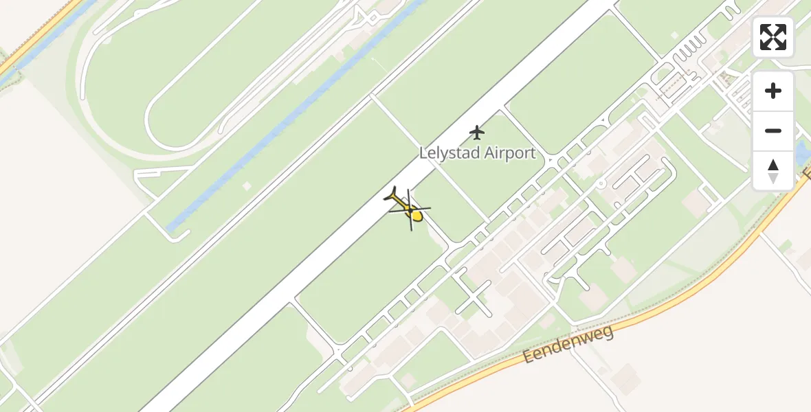 Vluchtroute Traumahelikopter van Lelystad Airport naar Lelystad Airport