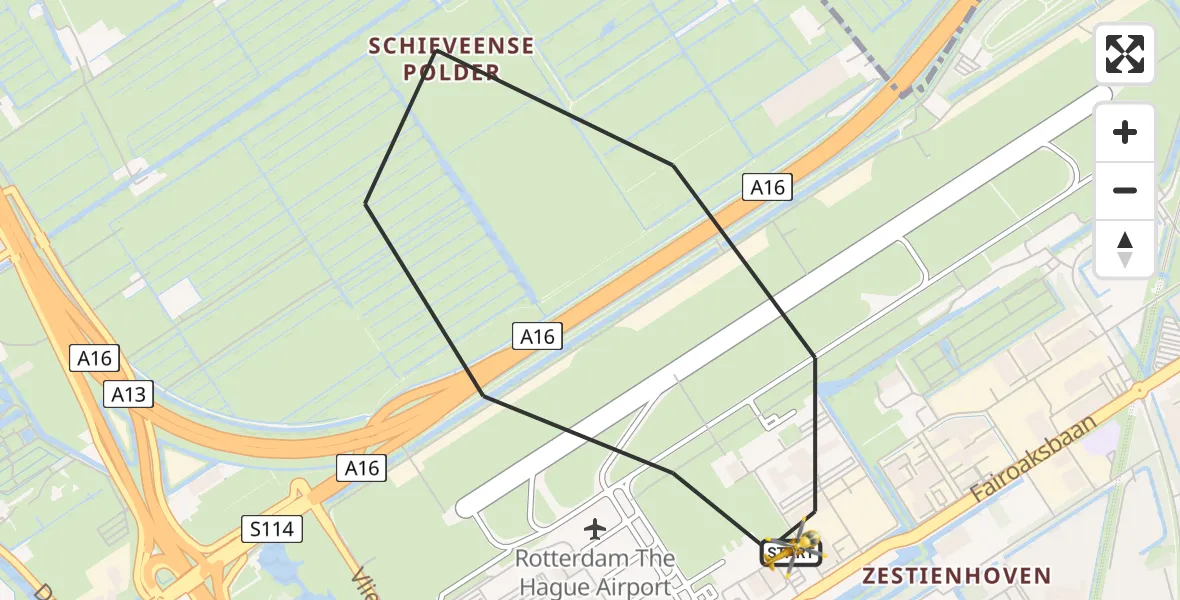 Vluchtroute Traumahelikopter Rotterdam The Hague Airport - Rotterdam The Hague Airport, 12 juni 2023, 10:55