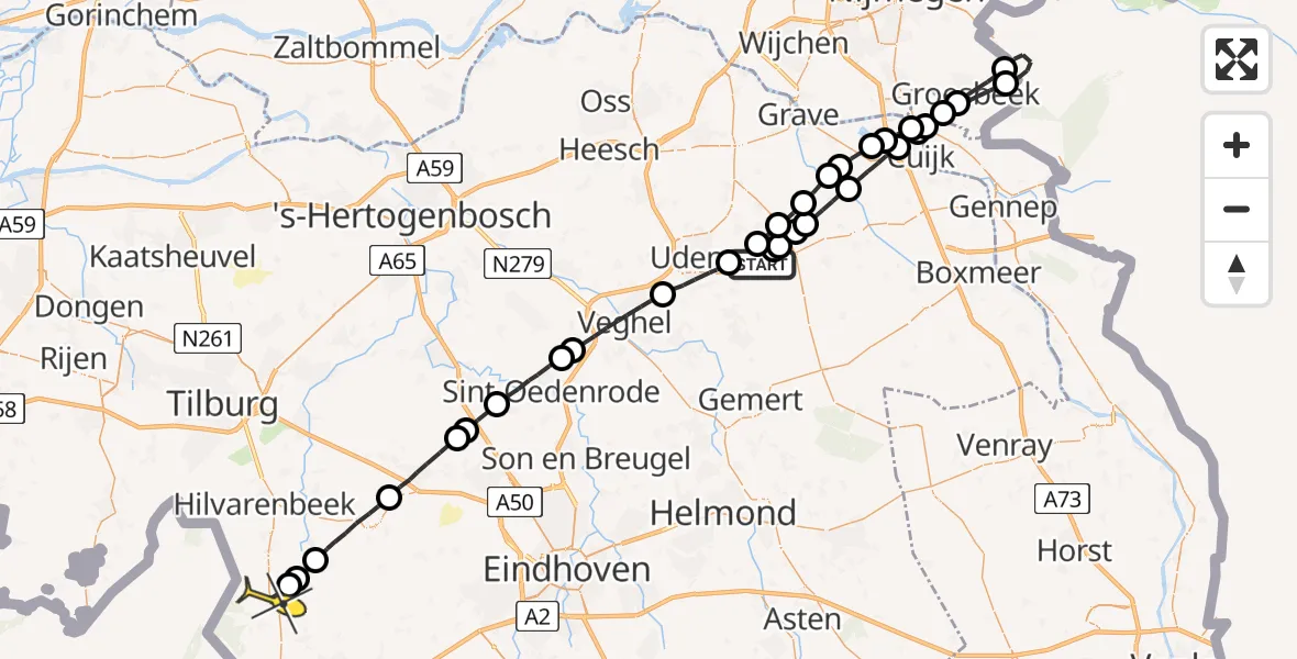 Routekaart van de vlucht: Lifeliner 3 naar Lage Mierde