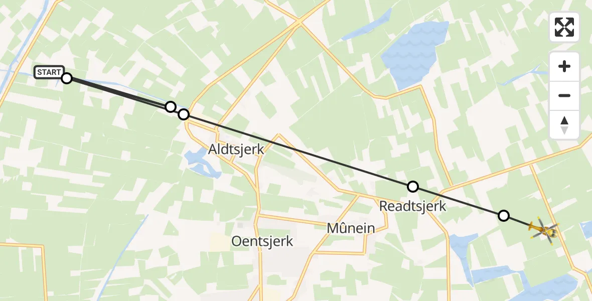 Vluchtroute Ambulancehelikopter Wyns - Feanwâlden, 12 juni 2023, 13:11