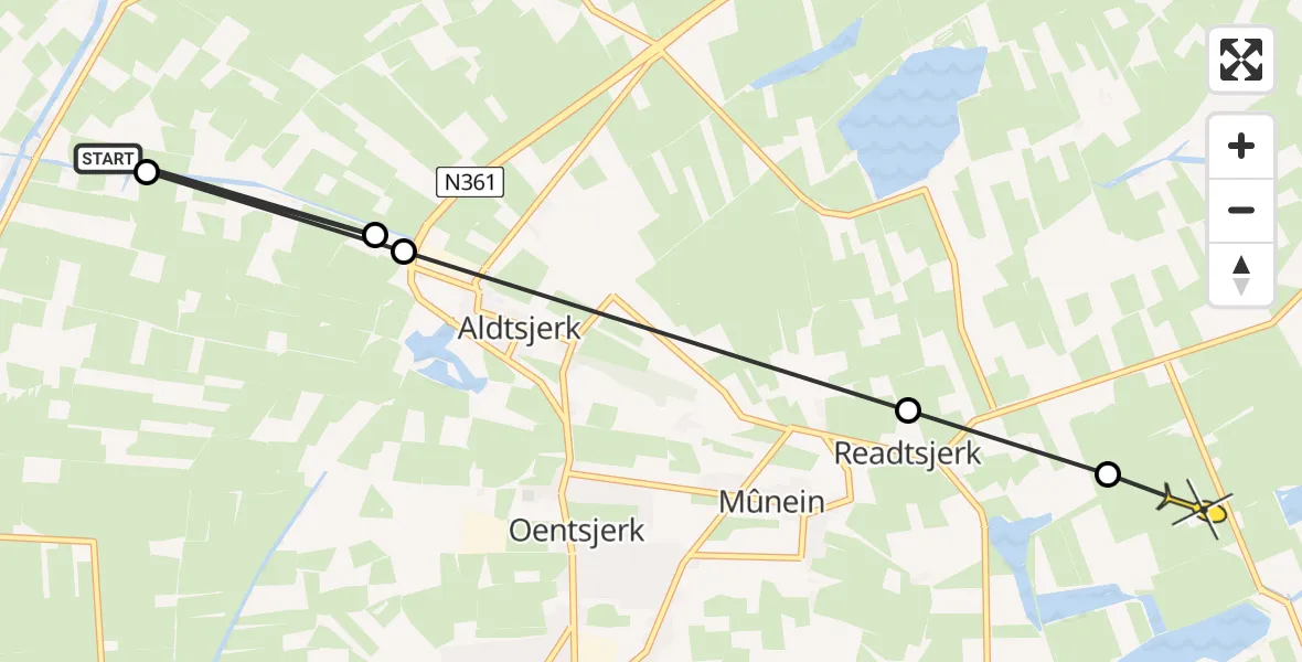 Routekaart van de vlucht: Ambulancehelikopter naar Feanwâlden
