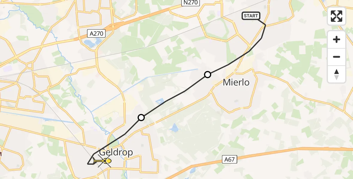 Routekaart van de vlucht: Lifeliner 3 naar Geldrop