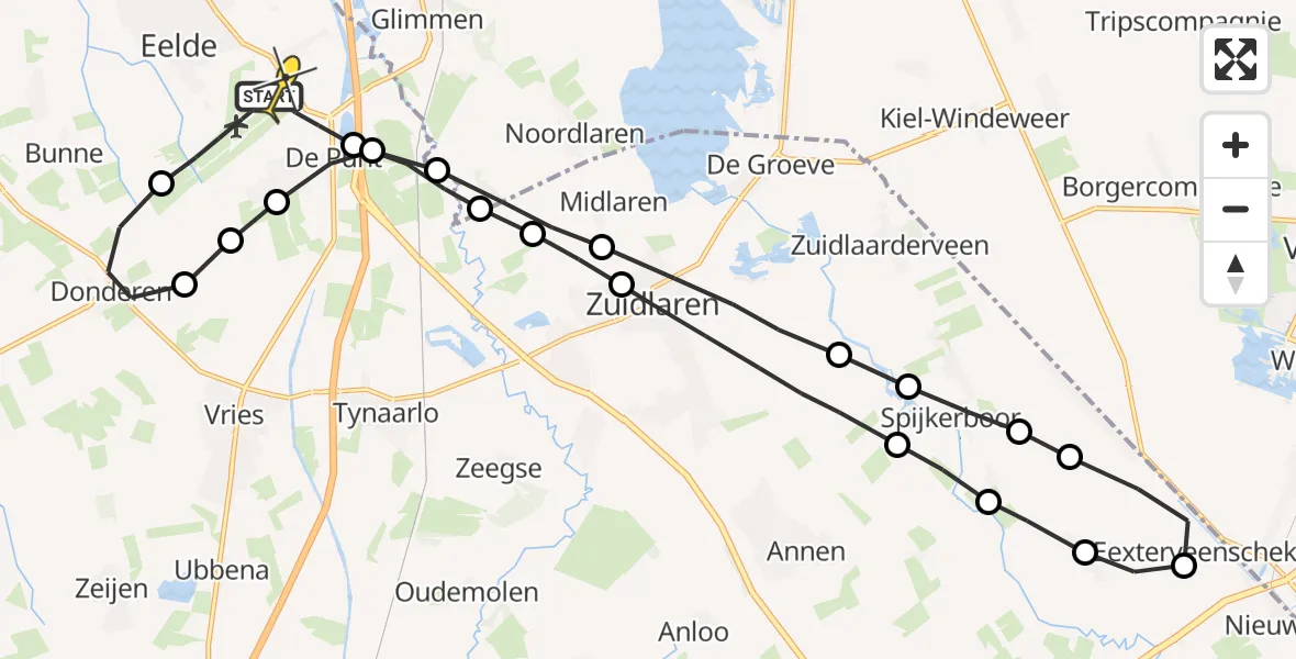 Routekaart van de vlucht: Lifeliner 4 naar Groningen Airport Eelde