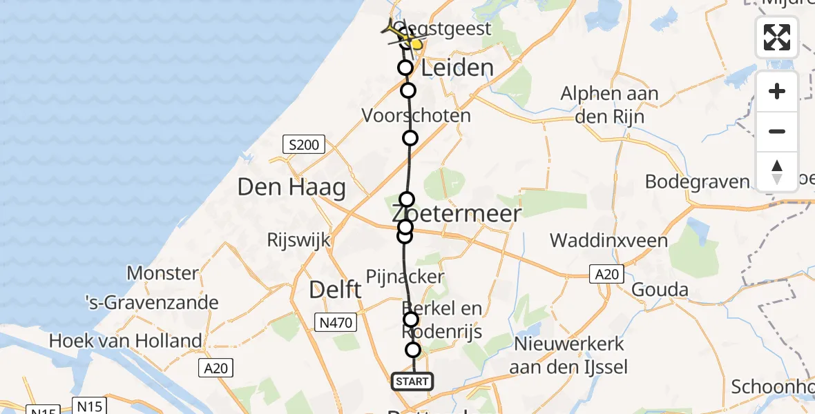 Routekaart van de vlucht: Lifeliner 2 naar Valkenburg