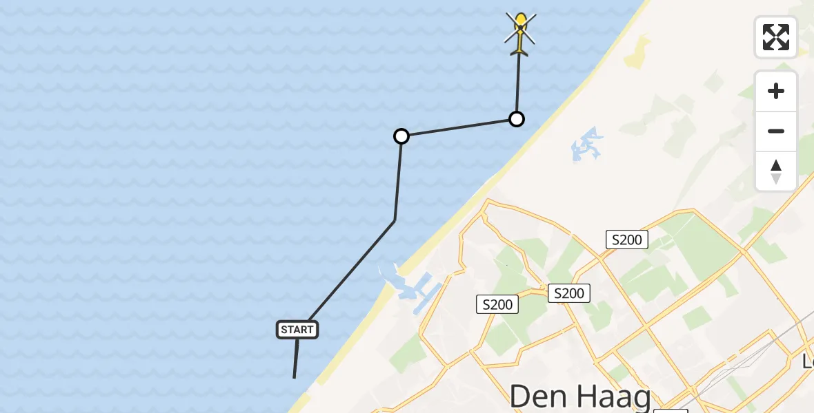 Vluchtroute Politiehelikopter van Den Haag naar 