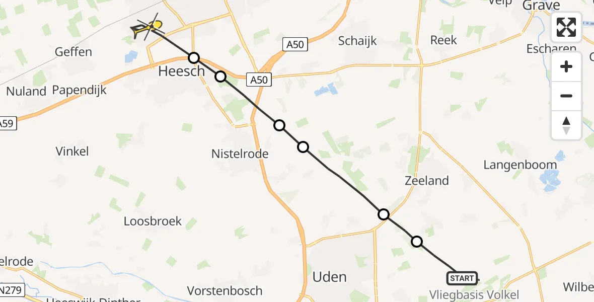 Routekaart van de vlucht: Lifeliner 3 naar Oss