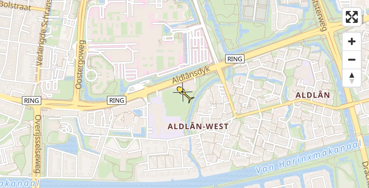 Vluchtroute Ambulancehelikopter van Leeuwarden naar Leeuwarden