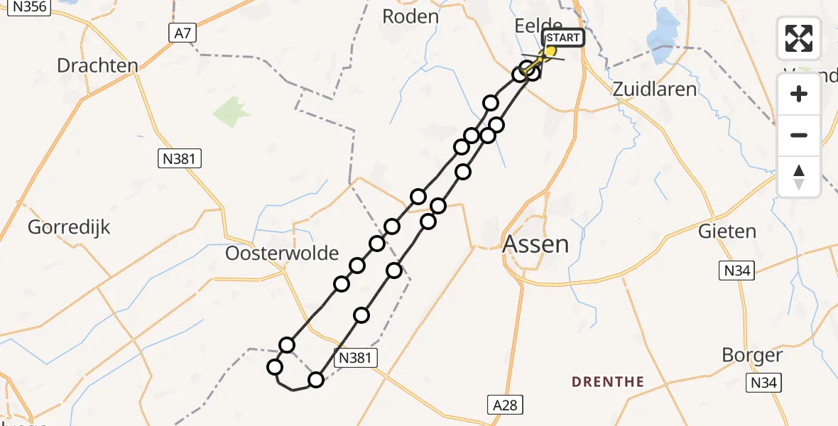 Routekaart van de vlucht: Lifeliner 4 naar Groningen Airport Eelde