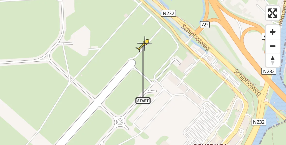 Vluchtroute Politiehelikopter van Schiphol naar Schiphol
