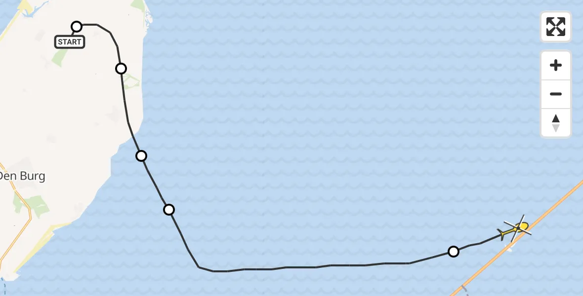 Routekaart van de vlucht: Politieheli naar Harlingen