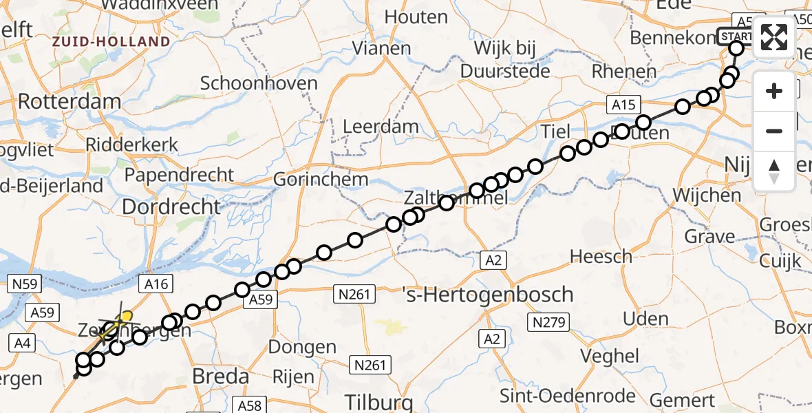 Routekaart van de vlucht: Lifeliner 3 naar Klundert